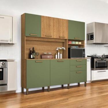 Imagem de Cozinha Minimalista 07 Portas Gold Freijó e Fendi - Vitamov