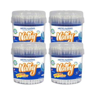 Imagem de KIT 4 UNIDADES - Cotonete Hastes Flexíveis (NATHY) - Frasco com 150 Un