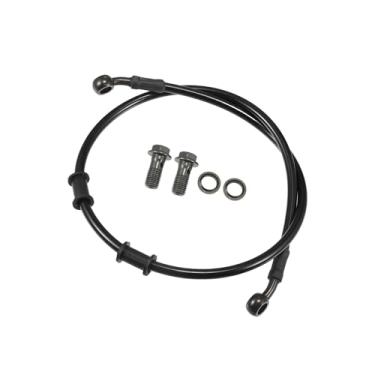 Imagem de ACROPIX Mangueira de freio universal para motocicleta, quadriciclo, motocross, trançada, linha de freio hidráulico, oleoduto, 80 cm, durável, metal, preto, verde militar, 1 conjunto de peças de carro