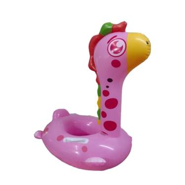 Imagem de Boia Inflável Infantil Bote Fralda Dinossauro Rosa Piscina