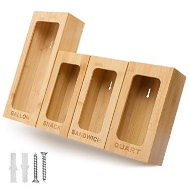 Imagem de PALM NAKI® Organizador de bolsa de bambu ziplock para gaveta | Organizador de bolsa de armazenamento e suporte de bolsa de plástico para cozinha | Organizador para sacos ziplock tamanho galão, litro,