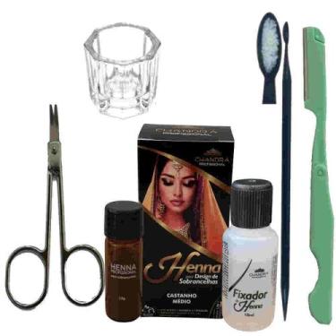 Imagem de Kit Rena Designer Sobrancelha Profissional Henna Chandra Matrial Tesou