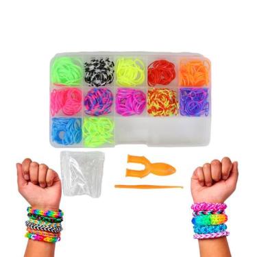 Imagem de Kit Pulseira Fábrica Elásticos Silicone Maleta Loom Band Miçangas 540 