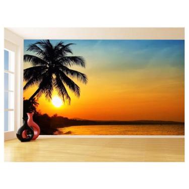 Imagem de Papel De Parede 3D Paisagem Por Do Sol Mar Praia 3,5M Pds35 - Você Dec
