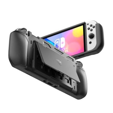 Imagem de Dexnor Capa à prova de choque para Nintendo Switch OLED modelo (2021), capa protetora robusta com suporte ajustável, microSD e slots de armazenamento de cartão de jogo para Nintendo Switch OLED e