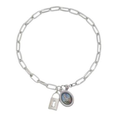 Imagem de Pulseira Cadeia Consagração Nossa Senhora De Fátima Corrente Inox - FO