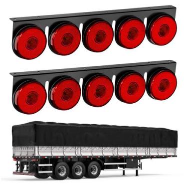 Imagem de 2 Lanternas 5 Marias Carreta LED Rubi 85mm Saída Fios - DW Componentes