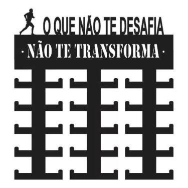 Imagem de Porta Medalhas Corrida Masculino Mdf 6mm Preto P/30 Medalhas - Loja Di