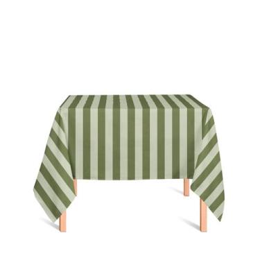 Imagem de Toalha de Mesa Quadrada em Tecido Jacquard Verde Pistache Listrado Tra