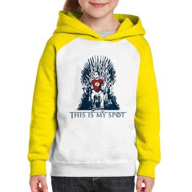 Imagem de Moletom Infantil This Is My Spot - Foca na Moda, Branco, Amarelo, 10