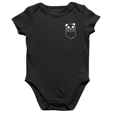 Imagem de Body Bebê Algodão Pocket Panda - Foca na Moda, Preto, G