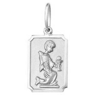 Imagem de Pingente Pequeno 1.1cm Modelo Quadrado Santos Ouro Branco 18k ( 29 San