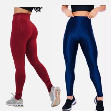Imagem de Kit 2 Calças Legging Feminina 3 D fitness levanta Empina Bumbum -Cintu