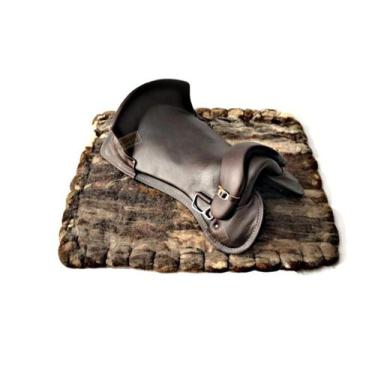 Imagem de Sela freio de ouro MARROM COM MANTA LÃ Laço Comprido CAVALO - SELARIA 