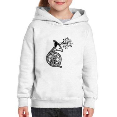 Imagem de Moletom Infantil Trompa Notas Musicais - Foca na Moda, Branco, 4