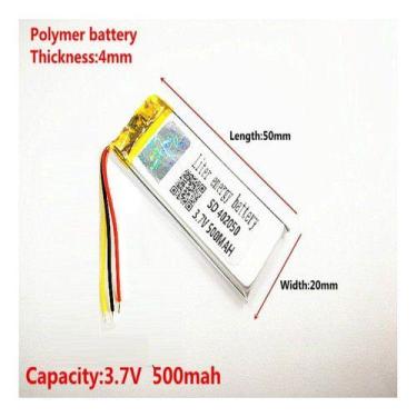 Imagem de Bateria 3 Fios 3,7v 500mah  4mm X 20mm X 50mm 402050 - KMIG