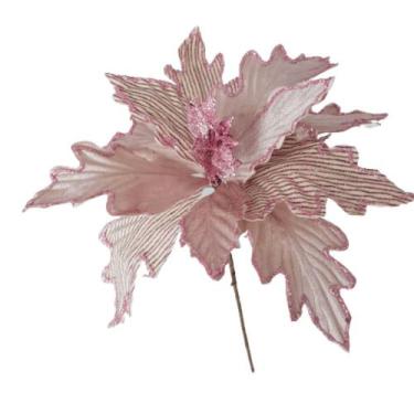 Imagem de Flor Artificial Natal em Tecido Rose 32m - Carmella Presentes, 32cm