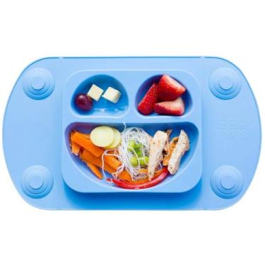Imagem de Prato Silicone Infantil Portátil - 3 Divisões - Azul Menino - Mimo Sty