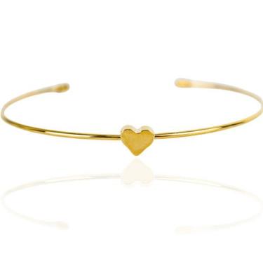 Imagem de Pulseira bracelete feminina coração liso banhado a ouro 18k - BRIMATTO