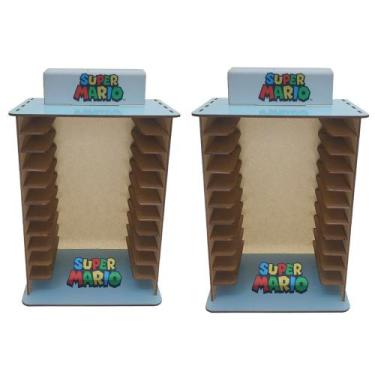 Imagem de Kit 2 Porta 11 Jogos Físico Super M 22x16,3x29,4 Mdf Madeira Adesivada