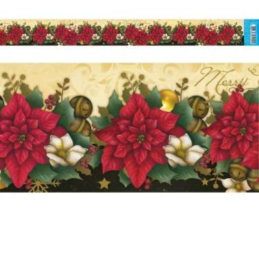 Imagem de Barra Adesiva para Decoupage Natal BDAN IV 103 Poinsétias - 43,6 X 4cm