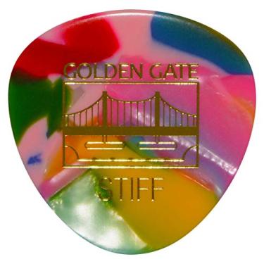 Imagem de Golden Gate Palhetas de guitarra (MP-327), confetes de palhaço, triângulo arredondado - rígido