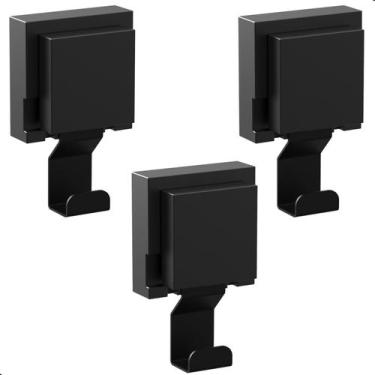 Imagem de Kit 3 Cabide De Parede Gancho Com Ventosa Preto Max - CromoShop