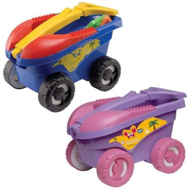 Imagem de Carrinho Praia 11 Pçs Pá Balde Areia Brinquedo Infantil Mor, Rosa
