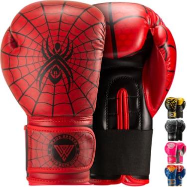 Imagem de WYOX Luvas de boxe infantil | Luvas de pancada | Luvas de treinamento para meninos e meninas | Kickboxing, Muay Thai e MMA com alças de pulso para saco de pancadas (Spyder, 6 oz)