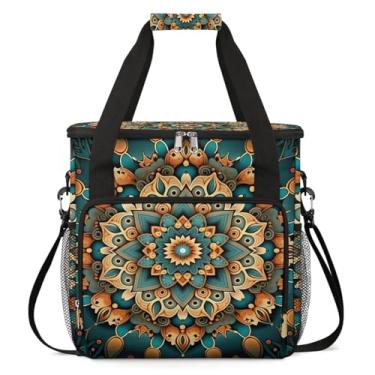 Imagem de Flor mandala linda bolsa de transporte de viagem compatível com Keurig K-Mini ou K-Mini Plus caixa portátil para cafeteira com bolsos para cápsulas K-cup