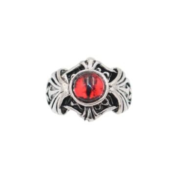 Imagem de HUKQBUNX Anel masculino de aço inoxidável 925 prata esterlina anel anjo olho do diabo dragão garra anel cabelo espírito maligno olho diabo anel vintage ajuste abertura Halloween anel de Natal, Aço