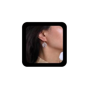 Imagem de Allereyae Brincos com pingente de mapa boho, ouro, mapa-múndi, brincos de globo vazado, brincos de gota da terra, mapa da terra, brincos circulares, joias femininas, Zinco, Sem pedra preciosa