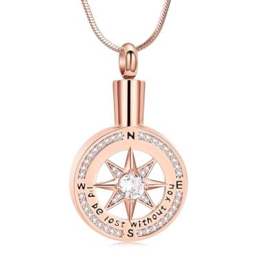 Imagem de Minicremation Bússola, joia de cremação para cinzas funerárias, pingente de medalhão, urna, colar para mulheres e homens, one seize, Metal, não