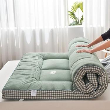Imagem de KUGGKKTP Colchão japonês de enrolar futon colchão macio dobrável tapete de tatame grosso tapete de dormir colchão de cama de massagem tailandesa fácil de armazenar respirável para sofá colchão