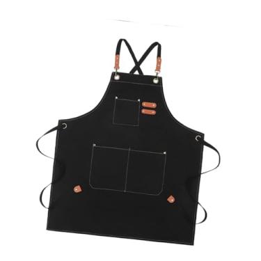 Imagem de ＫＬＫＣＭＳ de lona de cozinha com bolso de chef multiuso de babador para pintura Trabalho Garçom Restaurante Homens Mulheres, Preto