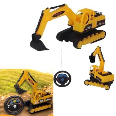 Imagem de Brinquedo Infantil Trator Truck Construtor Retro Escavadeira com Controle Remoto Volante