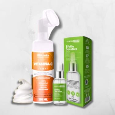 Imagem de Kit Skincare Mousse Micelar Vitamina C Limpeza Facial+Sérum Secativo Anti Acne e Oleosidade