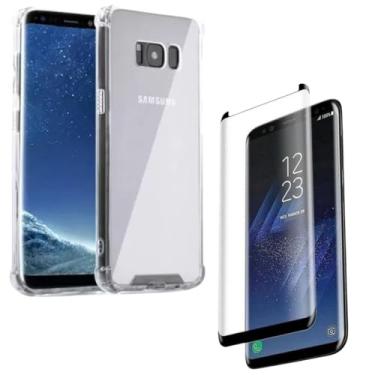 Imagem de Capa Capinha Anti Impacto + Película de Vidro Temperado 3D Para Galaxy S8 Tela De 5,8 Polegadas - (Bluepink)