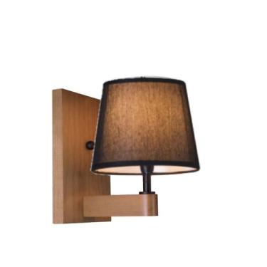 Imagem de Arandela Yasmin Madeira Castanho Cúpula Preta Madelustre