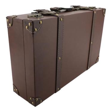 Imagem de Mala de Couro Vintage de Madeira Estilo Europeu, Estojo de Armazenamento Com Fechadura para Decoração de Casa, Armazenamento de Fotografia