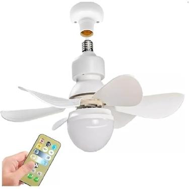 Imagem de Ventilador de Teto Bocal de Lâmpada com Controle Remoto, 3 Velocidades, Lâmpada LED, Branco