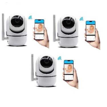 Imagem de Kit 3 Câmeras Ips baba eletrônica Wifi Visão Noturna - Inova