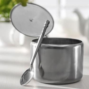Imagem de Açucareiro Em Aço Inox Reforçado Com Colher 200ml Ideal Para Servir Ca