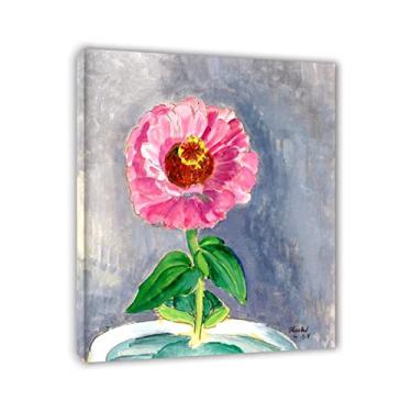 Imagem de Charles Sheeler Reprodução de pinturas a óleo famosas em tela - pôster e impressões abstratas de arte de parede - 'Zinnia' - Imagem para decoração de sala de estar 90 x 108 cm (35 x 43 pol) emoldurada