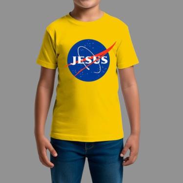 Imagem de Camisetas Infatil Religiosa Casual Gola Redonda Jesus Nasa - RodLiwes,