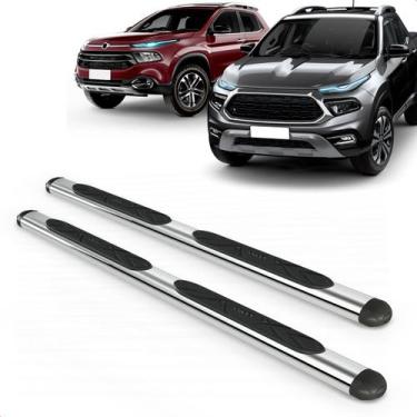Imagem de Par Estribo Lateral Oval Cromado Toro 2016 a 2025 Kit Fixação Incluso 