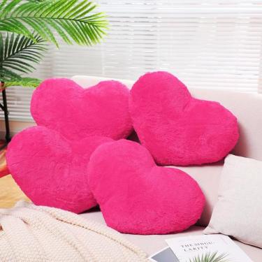 Imagem de Almofadas Remerry em Formato de Coração - Pele Sintética de Coelho Ros
