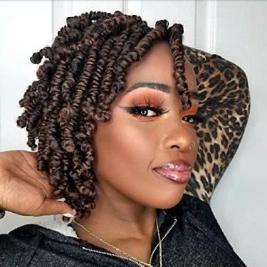 Imagem de 8 pacotes de 15 cm Short Bob Spring Twist Crochet Hair Pretwisted Spring Twist Hair Short Pretwisted Passion Twist Crochet Hair Curly Pump Twist Kids Crochê Hair Kids Crochê (M30#)