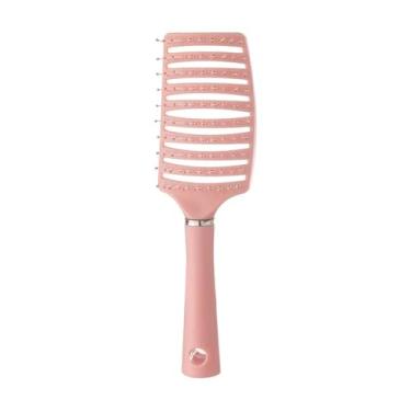 Imagem de 1pc Escova de massagem Pente de massagem para cabelo e couro cabeludo feminino - Ferramenta para cabelos lisos especial para perucas de cabelo real (KTDWS-Rosa)