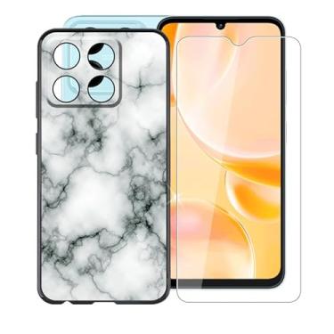 Imagem de AQGGIIXY Capa para ZTE Blade A55 (6,7 polegadas) com [1 x película protetora de vidro temperado], capa preta à prova de choque capa de telefone de silicone macio ultrafino para ZTE Blade A55 - WM73